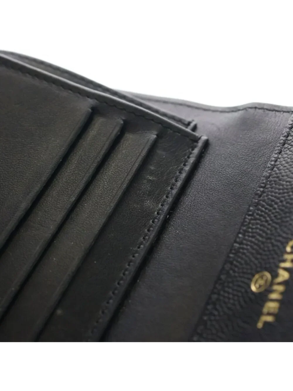 Chanel Boy Compact Wallet Caviar Leather Black